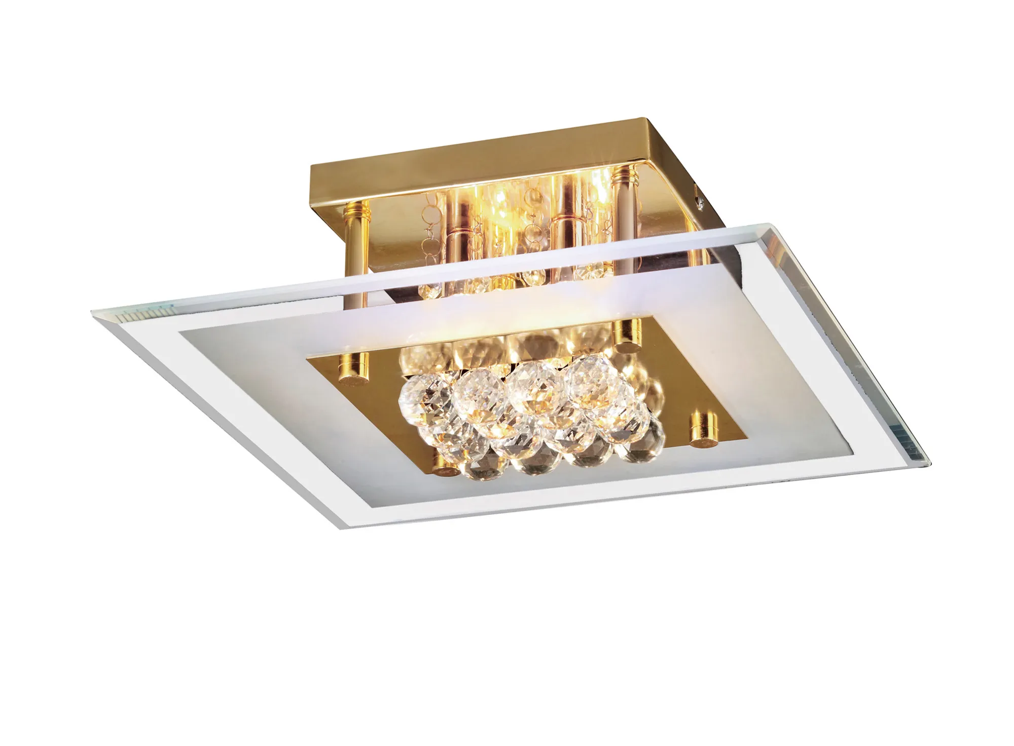 IL32023  Delmar Crystal Ceiling Square 4 Light French Gold